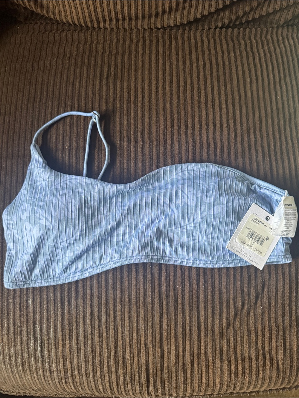 O'Neill Light Blue Ribbed One-Shoulder Bandeau